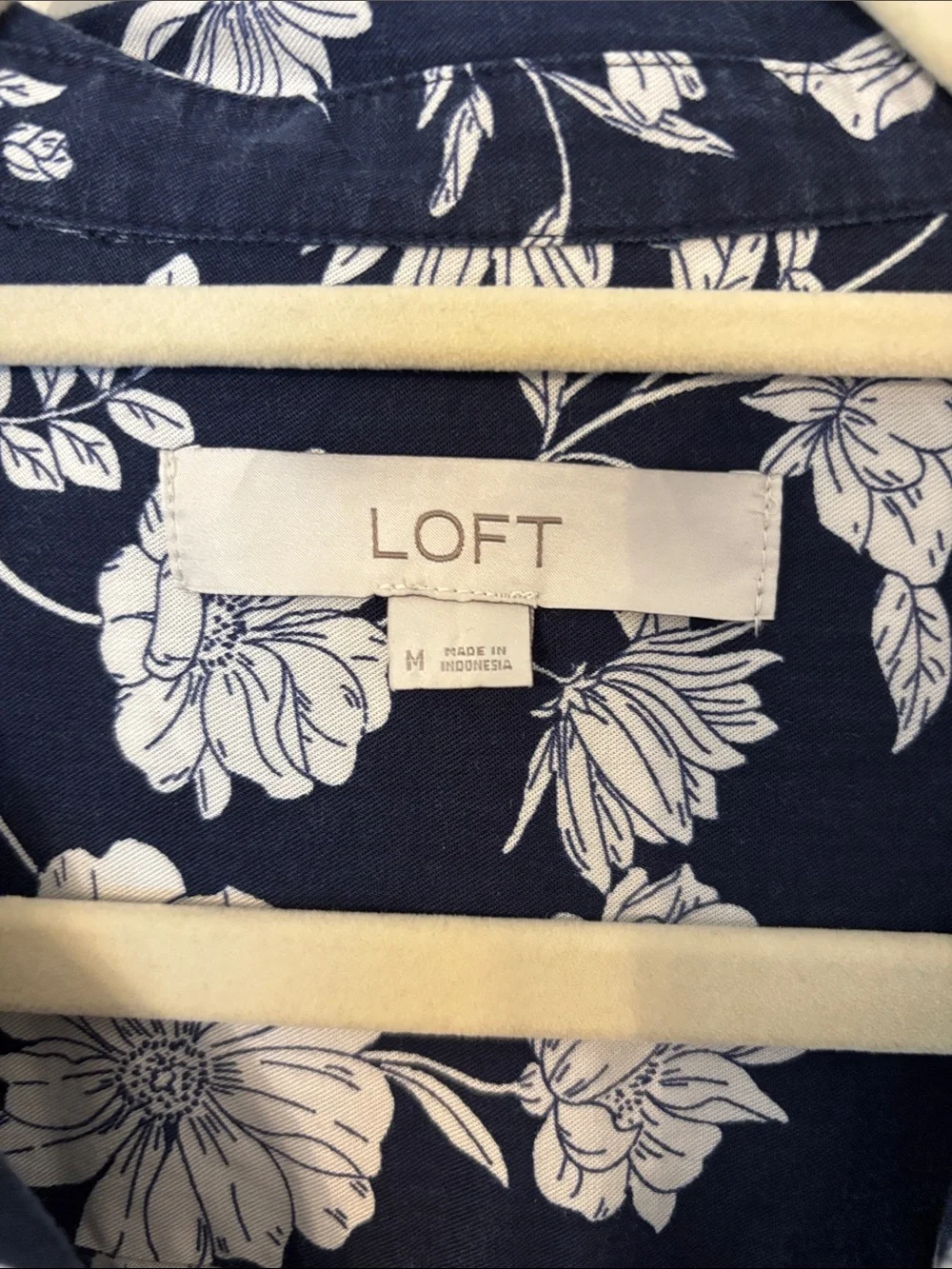 LOFT Navy Floral Split V Popover Tunic
